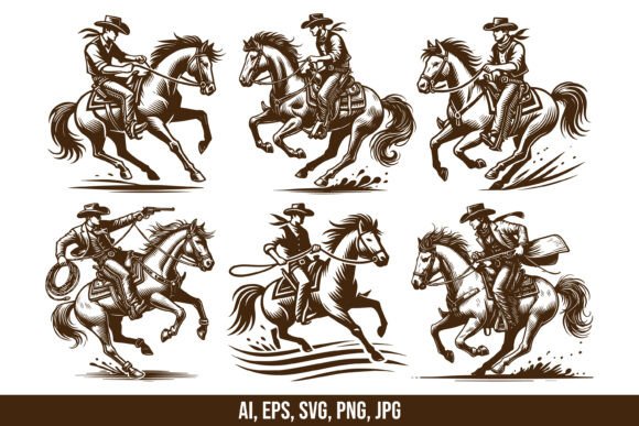 Cowboy Riding Horse Vector Illustration: A Designer’s Perspective
