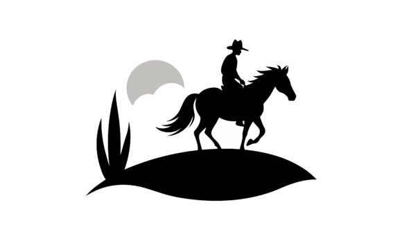 Cowboy Silhouette Riding Horse at Sunset Review