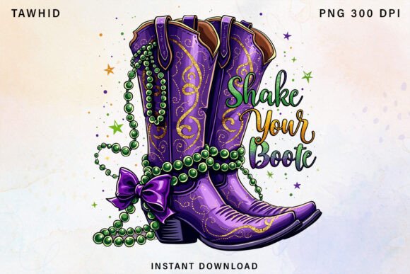 Mardi Gras Brushstroke Cowboy Boot PNG Review for Real Embroidery Projects